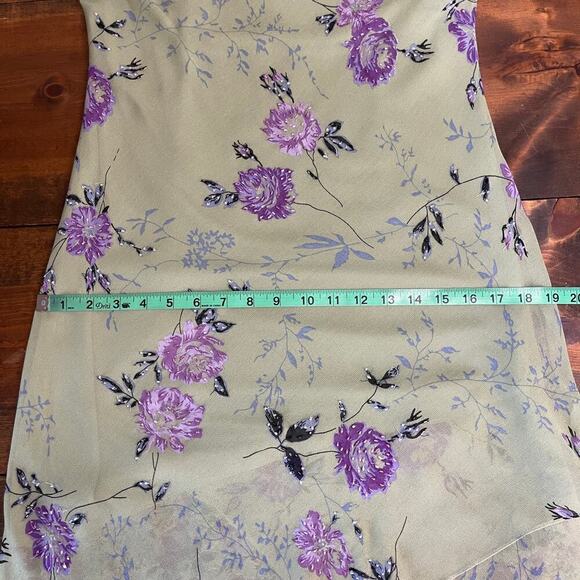 Vintage 90s y2k Eva Blue Green Purple Fairy Whimsy Floral Midi Dress Size Small - Picture 12 of 13